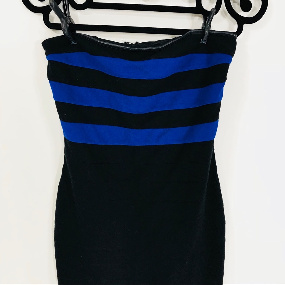 Express black royal blue strapless woman's dress